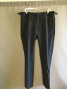 Mens, Suit, Pants, RALPH LAUREN, Black, White, Wool, Rayon, Stripes - Pin, 33, 36, Second Pair Of Pants In 3pc Package. Flat Front, Adjustable Waistband