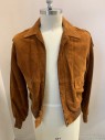 SILTON, Sienna Brown, Suede, Solid, Zip Front, Snap Closure, 2 Pocket with Flaps, Epaulets, Rib Knit Cuffs and Waistband,