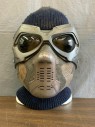 MTO, Gray, Bronze Metallic, Navy Blue, Plastic, Polyester, Color Blocking, Flexible Mask with Knit Balaclava Attached Aged, Multiple