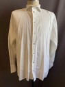 Mens, Historical Fiction Shirt, NL, Beige, Cotton, 16.5, Collar Attached, Button Front, Long Sleeves, Pique Self Pattern