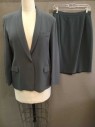 Womens, 1990s Vintage, Suit, Jacket, Giorgio Armani, Gray, Wool, Solid, B"40, 12, Single Button Closure, 3 Pockets, Long Sleeves, Shawl Collar,