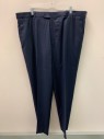 DI STEFANO, Navy Blue, Navy Blue, Wool, Houndstooth, Zip Front, Extended Waistband, Button Closure, 4 Pockets, Creased Front