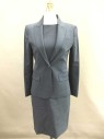 Womens, Suit, Jacket, THEORY, Slate Blue, Wool, Solid, 0, Single Breasted, Peaked Lapel, 1 Button, 3 Pockets,