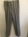 GIORGIO PRINZI, Tan Brown, Polyester, Solid, Pants: Flat Front, Creased Legs, Slit Pockets