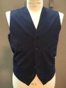 Mens, Suit, Vest, 1890s-1910s, Navy Blue, Cream, Aqua Blue, Wool, Stripes - Vertical , 40, V-neck, 5 Buttons, Self Back, 4 Pockets,