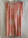 Womens, 1970s Vintage, Piece 3, JSE CALIFORNIA, Salmon Pink, White, Cream, Polyester, Floral, Pants, Elastic Waist **Stains on Leg