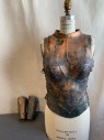 Womens, Historical Fiction Piece 1, MTO, Bronze Metallic, Black, Leather, Mottled, S/M, Breast Plate, Mock Neck, Lace Up Back & Sides, Has Matching Cuffs (CF041405)