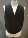 Mens, Suit, Vest, 1890s-1910s, MTO, Brown, Lt Blue, Wool, Stripes - Pin, 40R, Button Front, 4 Pockets, Adjustable Back Buckle,