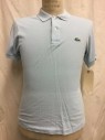 LACOSTE, Baby Blue, Cotton, Solid, Short Sleeves,