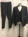 Mens, Suit, Jacket, HART SCHAFFNER MARX, Heather Gray, Synthetic, Heathered, 34/31, 40R, Heather Gray, Notched Lapel, 2 Buttons,