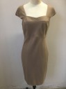 Womens, Suit, Dress, TED BAKER, Camel Brown, Wool, Solid, 6, Cap Sleeves, Back Zipper, Nice Draping, Top Stitch,