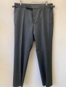 TOM FORD, Gray, Wool, Solid, F.F,  Adjustable Side Buckle Tabs, Straight Side Pockets