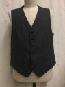 Mens, Suit, Vest, HART SCHAFFNER MARX, Heather Gray, Synthetic, Heathered, Ch 40, Button Front, 2 Pockets,