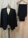 TED BAKER, Navy Blue, Wool, Mohair, Solid, Navy, Notched Lapel, 1 Button,
