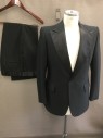 Mens, 1970s Vintage, Formal Jacket, COLEMAN'S FORMAL DEN, Black, Polyester, 42R, Single Breasted, 1 Button, 3 Pockets, Satin Peaked Lapel,