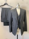 TOM FORD, Gray, Wool, Rayon, Solid, Single Breasted, Peaked Lapel, 2 Buttons, 4 Pockets, Double Back Vent