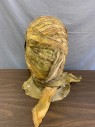Mens, Historical Fiction Piece 3, MTO, Ochre Brown-Yellow, Cotton, Spandex, Mummy Head, Center Back Zipper, Cotton Gauze, Aged/Distressed, Snaps to Body