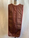 Mens, Historical Fiction Tabard, MTO, Dk Red, Gold, Blue-Gray, Green, Silk, Stripes, O/S, Silk Jacquard Stripe Tapestry, Scoop Neck, Open Sides, Red Rope Trim with Gold Lace Ribbon Trim, Shoulder Buttons (one Side with Button Holes)