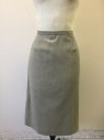 CINTAS, Taupe, Gray, Wool, Speckled, 3/4" Wide Self Waistband, Darts at Waist, Pencil Fit, Knee Length,