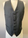 TOM FORD, Gray, Gray, Wool, Rayon, Solid, Hand Picked Stitching on Front, 6 Buttons, 4 Pockets, Self Belt Attached at Center Back