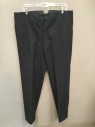 Mens, Suit, Pants, 1890s-1910s, NO LABEL, Charcoal Gray, Wool, Heathered, 27, 34, Flat Front, Button Fly, Back Welt Pockets,