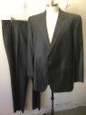 JACK VICTOR, Gray, Wool, Solid, Single Breasted, Notched Lapel, 2 Buttons, 3 Pockets