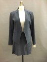 Womens, Suit, Jacket, THEORY, Gray, Wool, Solid, 8, Angular Open Front, Long Sleeves, 2 Pockets,