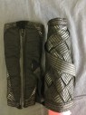 Unisex, Sci-Fi/Fantasy Piece 2, BILL HARGATE, Pewter Gray, Black, Polyester, Rubber, Basket Weave, S/m, PAIR, Zip Close, Extra Wrap Around Strap, Large Velcro Patches