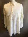 N/L, Off White, Cotton, Solid, Long Sleeve Button Front, Band Collar, No Pocket, Reproduction, Multiples,