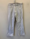 JONATHAN A. LOGAN, White, Black, Cotton, Stripes - Vertical , Twill, Flat Front, Boot Cut, Zip Fly, 2 Welt Pockets at Front Hips, Belt Loops, MULTIPLES