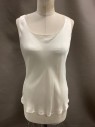 LAFAYETTE 148, Cream, Silk, Solid, Scoop Neck, Sleeveless, *Stain On Arm Holes, Mults