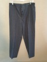 Mens, Suit, Pants, 1890s-1910s, NO LABEL, Navy Blue, Off White, Wool, Stripes - Pin, 30, 33, Button Fly, Back Welt Pockets with Flaps,