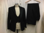 Mens, Formal Jacket, MTO, Black, Wool, Silk, Solid, 40S, Made To Order, Black, Silk Satin Peaked Lapel, 3 Pockets, 1 Button, Multiples, See FC020532