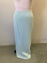 Womens, 1990s Vintage, Piece 2, ALBERT NIPON, Ice Blue, Acetate, Polyester, Solid, W:28, Skirt, Gabardine, 1/2" Wide Self Waistband, Invisible Zipper at Center Back, Straight Fit, Floor Length,
