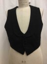 Mens, 1930s Vintage, Formal Vest, NL, Black, Wool, Solid, 34/31, Button Front, Shawl Lapel