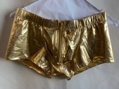 GARY M, Gold, Polyester, Spandex, Solid, Elastic Waistband, Zip Fly