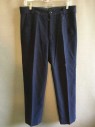 Mens, Suit, Pants, 1890s-1910s, NO LABEL, Navy Blue, White, Wool, Stripes - Pin, 29, 34, Button Fly, Belt Loops, No Back Pockets, Slight Fabric Rips and Repairs,