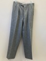 N/L, Heather Gray, Wool, Heathered, Double Pleated, 2 Welt Pockets On Seam, Button Fly, Tab Waist, Cuffed