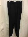 Mens, 1930s Vintage, Formal Pants, NL, Black, Wool, Solid, 34/31, Dbl Pleated, Satin Stripe