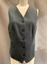 Womens, Suit, Piece 3, Edwards, Charcoal Gray, Polyester, Solid, XS, Vest, 5 Buttons, Single Breasted, Top Pockets, Back Adjustable Tie