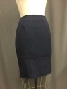 BROOKS BROTHERS, Navy Blue, Lt Blue, Wool, Lycra, Stripes, Pencil, Length Below Knee. Center Back Slit