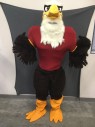 Unisex, Costume, MTO, Red, Yellow, Dk Brown, Polyester, Faux Fur, S, EAGLE:  Red Stretch Shirt, Short Sleeves, Yellow Ribbed Knit Cuff, Zip Back, Dark Brown Faux Fur Arm/Wings, Holes for Hands, Snaps at Hem to Attach to Faux Fur Shorts, Double (FC050260)