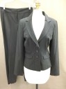 Womens, Suit, Jacket, CLASSIQUES ENTIER, Charcoal Gray, Brown, Polyester, Rayon, Stripes - Pin, 6, Single Breasted, Notched Lapel, 3 Buttons,  3 Pockets,