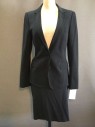 Womens, Suit, Jacket, DOLCE AND GABBANA, Charcoal Gray, Wool, Solid, 32 B, 2 Buttons,  Notched Lapel, Pick Stitched, Gabardine, 2 Pockets,