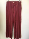 Mens, 1930s Vintage, Pajama Pant, P2, KIFF KIFF DE ASELAG, Maroon Red, Wine Red, Cotton, Stripes - Vertical , M, 1-1/2" Waistband Front & Elastic Back,