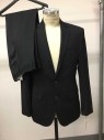 Mens, Suit, Jacket, JOS. A BANK, Black, Wool, Solid, 38R, 2 Buttons,  Single Breasted, Notched Lapel, 3 Pockets,