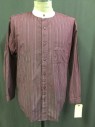 Mens, Western, SCULLY, Red Burgundy, White, Cotton, Stripes - Vertical , M, White Band Collar,  Button Front, Long Sleeves, 1 Pocket, Multiple, Old West Inspired