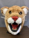 NL, Tan Brown, Synthetic, Foam, Wild Cat Head, Fur, White Ears and Muzzle, Pink Nose