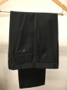 Mens, Suit, Pants, JIMMY AU, Black, Wool, Polyester, Solid, 29, 32, Flat Front,