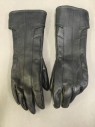 Unisex, Sci-Fi/Fantasy Gloves, MTO, Navy Blue, Leather, Solid, Navy, Gray Stitching, Zip Side, Velcro Closure